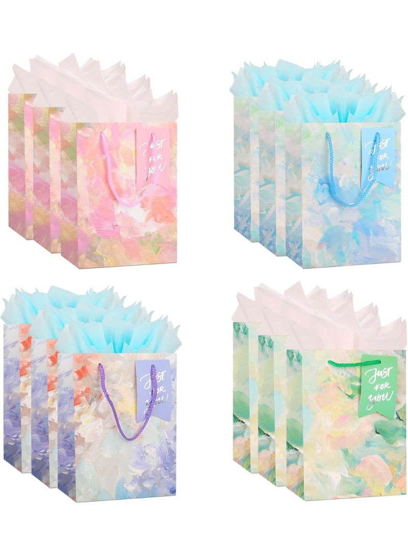 سيوسي Gift Bags, Colorful Paper Bags for Girl Women's Birthdays, Bridal Showers, Weddings, Mother's Day, Christmas, Thank You Bags-All Occation (Colorful, 12pcs, 9" Medium) - Image 1